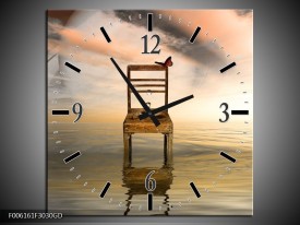 Wandklok op Glas Modern | Kleur: Bruin, Grijs | F006161CGD