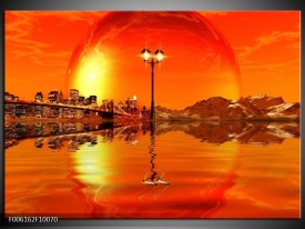 Glas schilderij Steden | Oranje, Rood, Geel