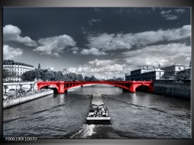 Foto canvas schilderij Brug | Rood, Grijs