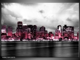 Glas schilderij Wolkenkrabber | Roze, Grijs