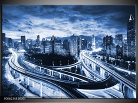 Foto canvas schilderij Brug | Blauw, Grijs