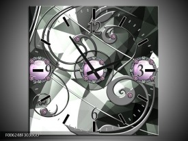 Wandklok op Glas Modern | Kleur: Paars, Grijs, Wit | F006248CGD