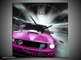 Wandklok op Canvas Mustang | Kleur: Paars, Roze, Grijs | F006251C