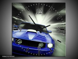 Wandklok op Canvas Mustang | Kleur: Blauw, Grijs | F006252C