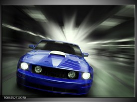 Glas schilderij Mustang | Blauw, Grijs