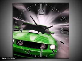 Wandklok op Canvas Mustang | Kleur: Groen, Grijs | F006253C