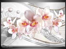 Glas schilderij Orchidee | Grijs, Roze
