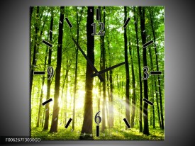 Wandklok op Glas Natuur | Kleur: Groen, Geel | F006267CGD