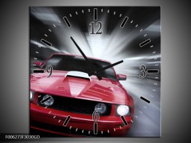 Wandklok op Glas Mustang | Kleur: Rood, Grijs | F006273CGD