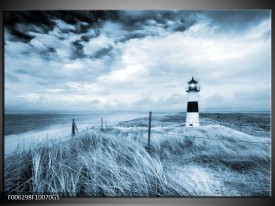 Glas Schilderij Vuurtoren | Blauw, Grijs