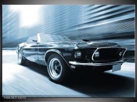 Canvas Schilderij Auto, Mustang | Blauw, Wit