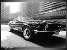 Glas Schilderij Auto, Mustang | Zwart, Grijs