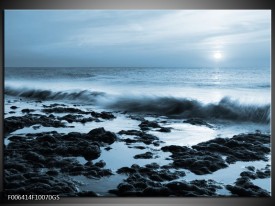 Glas Schilderij Zee, Strand | Blauw