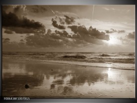 Glas Schilderij Zee | Sepia