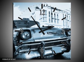 Wandklok Schilderij Auto, Oldtimer | Blauw