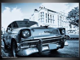 Glas Schilderij Auto, Oldtimer | Blauw