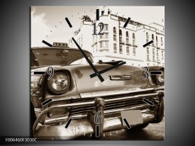 Wandklok Schilderij Auto, Oldtimer | Sepia