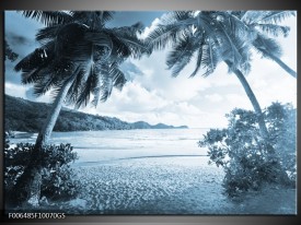 Glas Schilderij Zee, Strand | Blauw