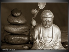 Glas Schilderij Boeddha, Stenen | Sepia, Bruin