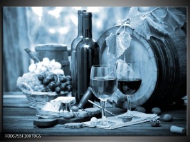 Glas Schilderij Wijn, Keuken | Blauw, Grijs