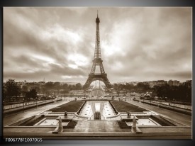 Glas Schilderij Parijs, Eiffeltoren | Sepia