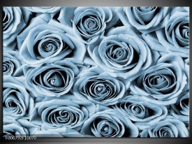 Canvas Schilderij Bloemen, Roos | Blauw, Grijs