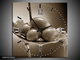 Wandklok Schilderij Olijven, Keuken | sepia