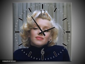 Wandklok Schilderij Marilyn Monroe | Zwart, Crème, Grijs