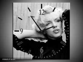 Wandklok Schilderij Marilyn Monroe | Zwart, Wit, Grijs