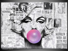 Canvas Schilderij Marilyn Monroe | Zwart, Grijs, Paars