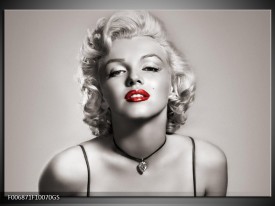 Glas Schilderij Marilyn Monroe | Sepia, Rood, Grijs