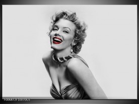 Glas Schilderij Marilyn Monroe | Grijs, Wit, Rood