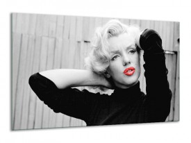 Canvas Schilderij Marilyn Monroe | Zwart, Wit, Rood | 120x70cm 1Luik