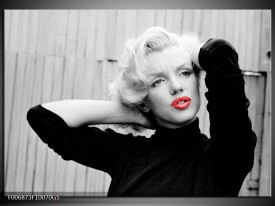 Glas Schilderij Marilyn Monroe | Zwart, Wit, Rood