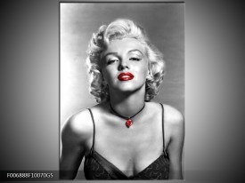 Glas Schilderij Marilyn Monroe | Zwart, Grijs, Rood