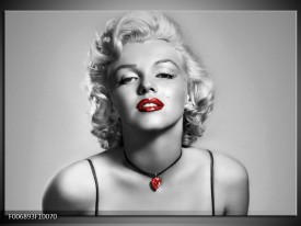 Canvas Schilderij Marilyn Monroe | Grijs, Zwart, Rood