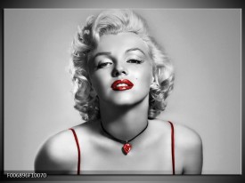 Canvas Schilderij Marilyn Monroe | Grijs, Rood, Zwart