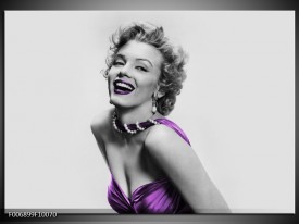 Canvas Schilderij Marilyn Monroe | Grijs, Paars, Zwart
