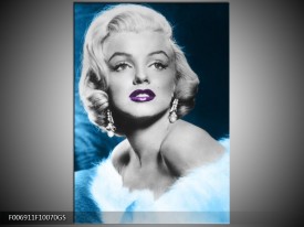 Glas Schilderij Marilyn Monroe | Grijs, Blauw, Paars