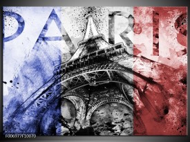 Canvas Schilderij Parijs, Eiffeltoren | Blauw, Rood, Zwart