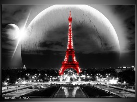 Glas Schilderij Parijs, Eiffeltoren | Zwart, Wit, Rood