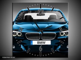 Wandklok Schilderij Auto, BMW | Blauw, Zwart, Grijs
