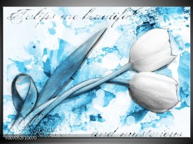 Canvas Schilderij Tulpen, Bloemen | Blauw, Wit