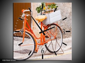 Wandklok Schilderij Fiets | Oranje, Geel, Bruin