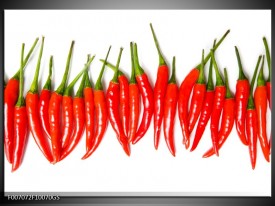 Glas Schilderij Paprika, Keuken | Wit, Rood, Groen