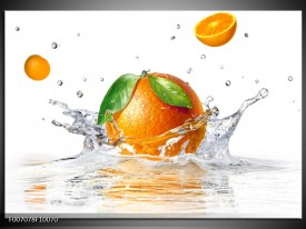 Canvas Schilderij Sinaasappel, Keuken | Wit, Oranje, Groen