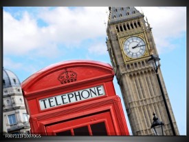 Glas Schilderij Engeland, London | Blauw, Rood, Grijs