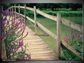 Canvas Schilderij Natuur, Brug | Groen, Paars, Grijs