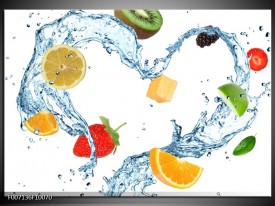 Canvas Schilderij Fruit, Keuken | Wit, Geel, Blauw
