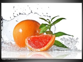 Glas Schilderij Fruit, Keuken | Oranje, Wit, Groen